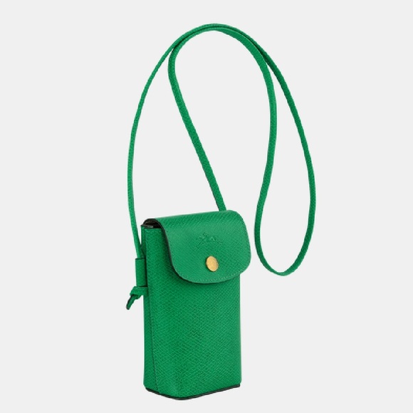LONGCHAMP ÉPURE PHONE CASE WITH LEATHER LACE, GREEN - Picture 4 of 8